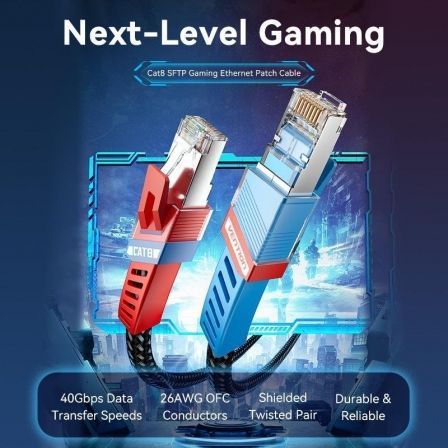 Vention Cable de Red Gaming Cat.8 SFTP 40 Gbps 0.5 m Negro